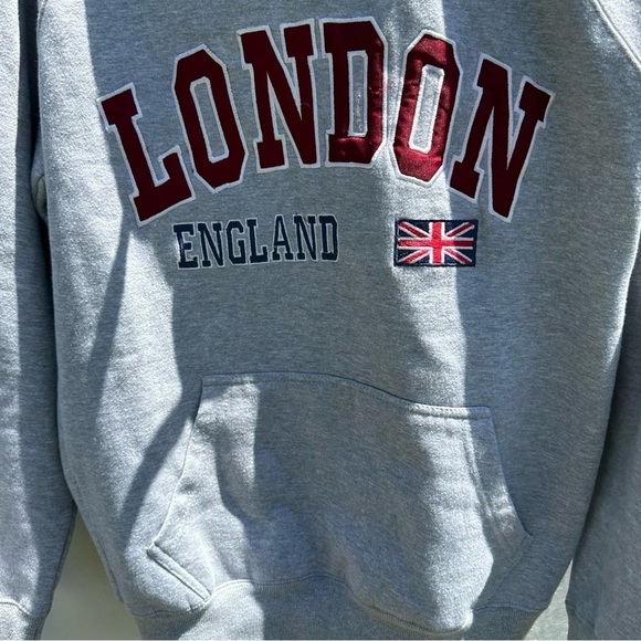 London Sz Large Grey Sweatshirt Hoodie - Picture 3 of 5